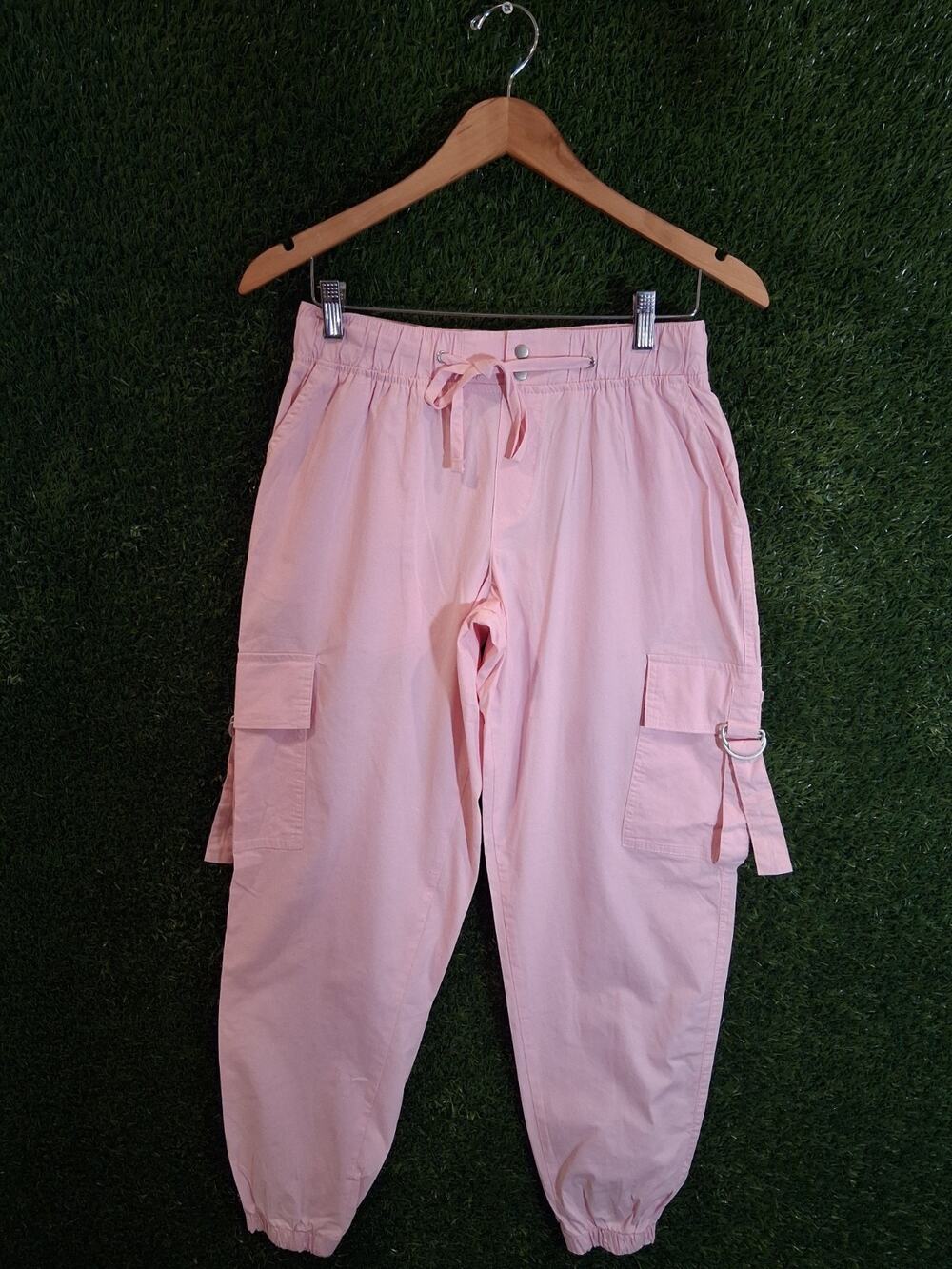 Rachel Paige Pink Cargo Jogger Pants Women's Size S High Waist Utility Y2K Soft